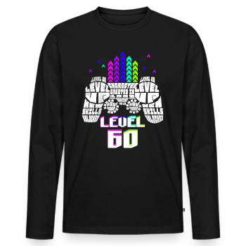 Geek Niveau 60 Anniversaire Gamer 60 Ans - T-shirt manches longues Premium bio Homme - noir - Devant - Nico (187cm)