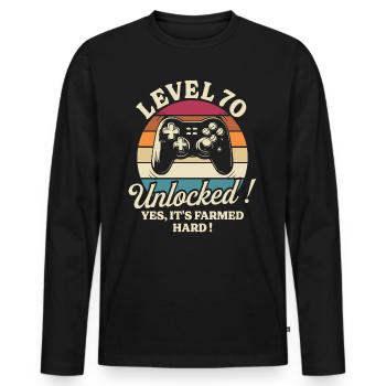 Player Level 70 Anniversary Gamer 70 Years - Men's Premium Organic Long Sleeve Shirt - black - Front - Nico (187cm)