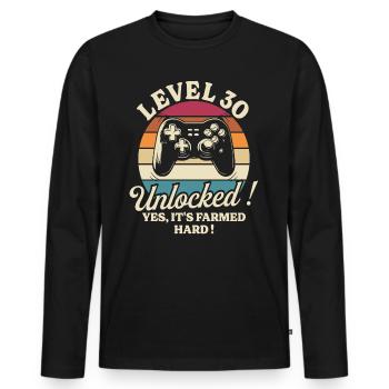 Spieler Level 30 Jubiläum Spieler 30 Jahre - Männer Premium Bio Langarmshirt - Schwarz - Vorne - Nico (187cm)