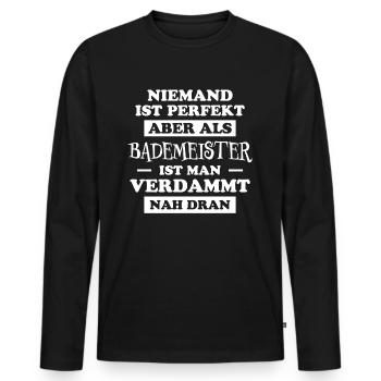 Bademeister Beruf Lustiger Spruch Freibad Geschenk - Männer Premium Bio Langarmshirt - Schwarz - Vorne - Nico (187cm)