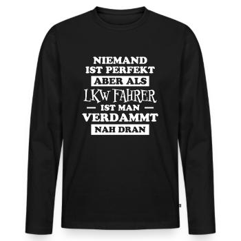 LKW Fahrer Fun Lustiges Spruch LKW Fahrer Geschenk - Männer Premium Bio Langarmshirt - Schwarz - Vorne - Nico (187cm)