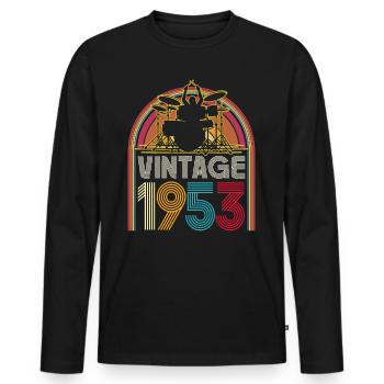 Jahrgang 1953 Musiker Schlagzeuger 70 Jahre Jubiläum - Männer Premium Bio Langarmshirt - Schwarz - Vorne - Nico (187cm)