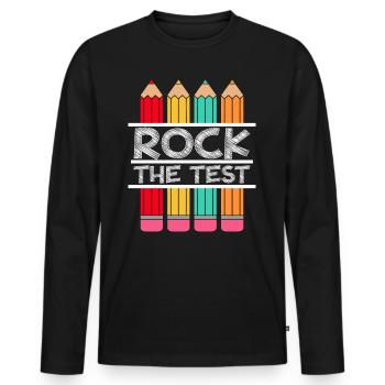 Rock The Test Examen Enseignant Étudiant - T-shirt manches longues Premium bio Homme - noir - Devant - Nico (187cm)