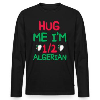 Humour Algérien Je Suis À Moitié Algérien - T-shirt manches longues Premium bio Homme - noir - Devant - Nico (187cm)