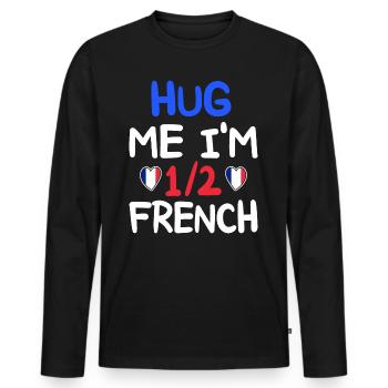 Humour Français Je Suis À Moitié Français - T-shirt manches longues Premium bio Homme - noir - Devant - Nico (187cm)
