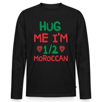 Humour Marocain Je Suis À Moitié Marocain - T-shirt manches longues Premium bio Homme - noir - Devant - Nico (187cm)