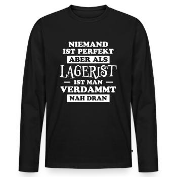 Lagerist Spruch Stablerfahrer Logistiker Geschenk - Männer Premium Bio Langarmshirt - Schwarz - Vorne - Nico (187cm)
