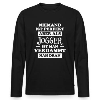 Jogger Laufen Lustiger Spruch Joggen Geschenk - Männer Premium Bio Langarmshirt - Schwarz - Vorne - Nico (187cm)