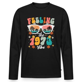 50eme Anniversaire Femme 1973 50 Ans Anniversaire - T-shirt manches longues Premium bio Homme - noir - Devant - Nico (187cm)