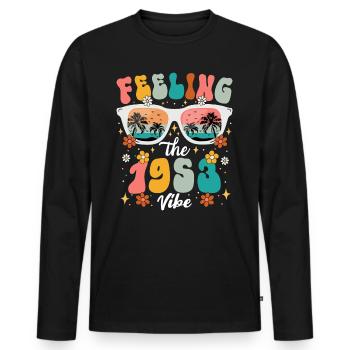 70th Birthday Woman 1953 70 Years Anniversary - Men's Premium Organic Long Sleeve Shirt - black - Front - Nico (187cm)
