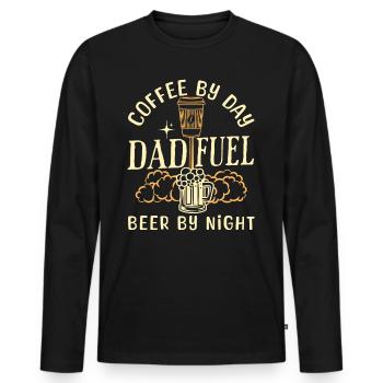 Humor Coffee Beer Daddy - Men's Premium Organic Long Sleeve Shirt - black - Front - Nico (187cm)