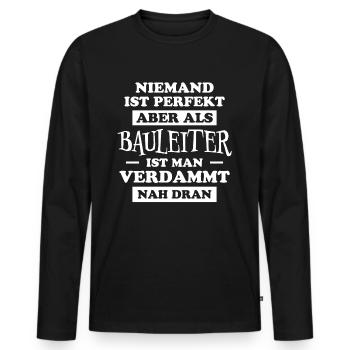 Bauleiter Job Spruch Baustelle Bauleiter Geschenk - Männer Premium Bio Langarmshirt - Schwarz - Vorne - Nico (187cm)