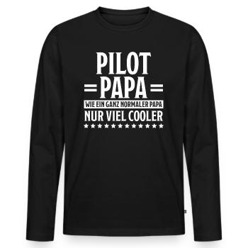 Pilot Spruch Flug Flugsport Witz Piloten Geschenk - Männer Premium Bio Langarmshirt - Schwarz - Vorne - Nico (187cm)