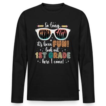 Ende des Kindergartens Schulanfangskind - Männer Premium Bio Langarmshirt - Schwarz - Vorne - Nico (187cm)
