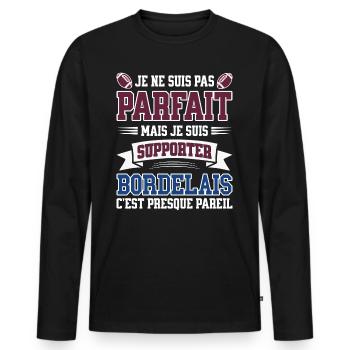 Homme Bordelais Bordeau Rugbyman Rugby Humour - T-shirt manches longues Premium bio Homme - noir - Devant - Nico (187cm)