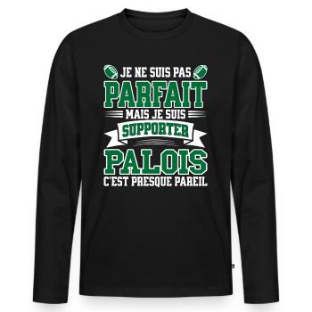 Homme Palois Pau Rugbyman Rugby Humour - T-shirt manches longues Premium bio Homme - noir - Devant - Nico (187cm)