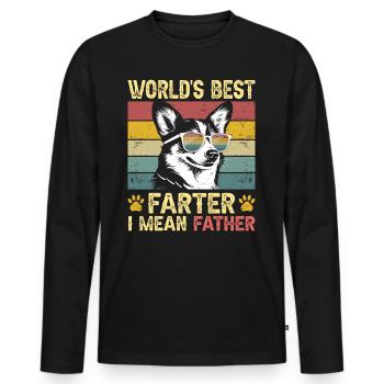 Vintage and Humorous Dog Daddy Dog Corgi - Men's Premium Organic Long Sleeve Shirt - black - Front - Nico (187cm)
