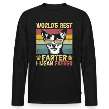 Vintage Dog Humorous Daddy Dog Chihuahua - Men's Premium Organic Long Sleeve Shirt - black - Front - Nico (187cm)