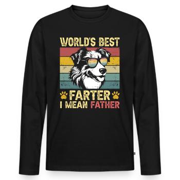 Vintage Humorous Daddy Dog Australian Shepherd - Men's Premium Organic Long Sleeve Shirt - black - Front - Nico (187cm)