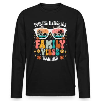 Vacances 2024 En Famille Voyage En Famille - T-shirt manches longues Premium bio Homme - noir - Devant - Nico (187cm)