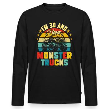 Monster Truck Voiture 30 Ans Anniversaire - T-shirt manches longues Premium bio Homme - noir - Devant - Nico (187cm)