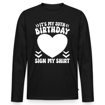 20th Anniversary Sign Woman Birthday 20 Years - Men's Premium Organic Long Sleeve Shirt - black - Front - Nico (187cm)