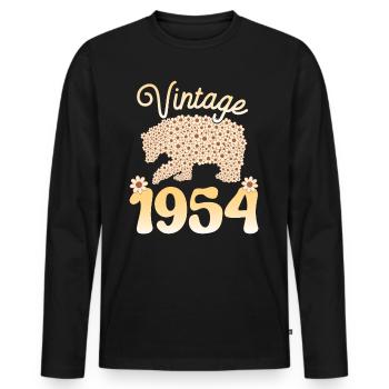 Bear 1954 Birthday Party Woman 70 Years - Men's Premium Organic Long Sleeve Shirt - black - Front - Nico (187cm)