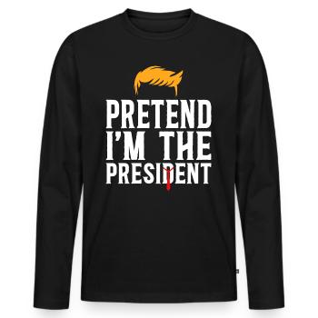 Halloween-Kostüm, das vorgibt, Präsident zu sein - Männer Premium Bio Langarmshirt - Schwarz - Vorne - Nico (187cm)