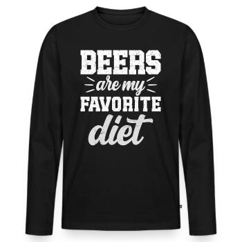 Les Bières Sont Ma Diète Humour Régime Homme - T-shirt manches longues Premium bio Homme - noir - Devant - Nico (187cm)