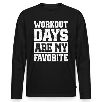 Favorite Workout Days Bodybuilding Fitness - Men's Premium Organic Long Sleeve Shirt - black - Front - Nico (187cm)