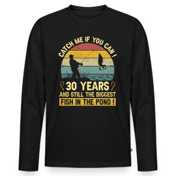 30 Years Fishermen Celebrates 30 Years Fisherman's Birthday - Men's Premium Organic Long Sleeve Shirt - black - Front - Nico (187cm)