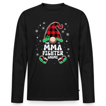 Noël En Famille Gnome Combattant MMA - T-shirt manches longues Premium bio Homme - noir - Devant - Nico (187cm)
