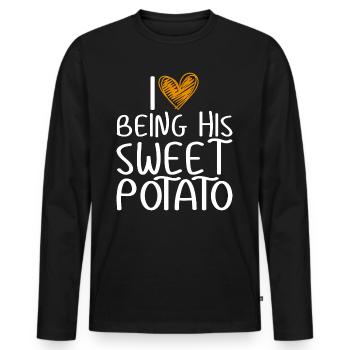 J'aime Être Sa Patate Douce Couple Thanksgiving - T-shirt manches longues Premium bio Homme - noir - Devant - Nico (187cm)