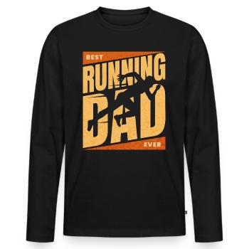 Papa Marathonläufer Bester Papa Läufer - Männer Premium Bio Langarmshirt - Schwarz - Vorne - Nico (187cm)