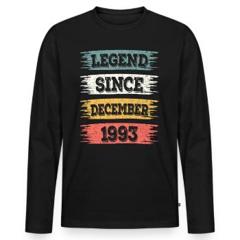 Legende 30 Jahre 1993 Dezember 30 Jahre Jubiläum - Männer Premium Bio Langarmshirt - Schwarz - Vorne - Nico (187cm)