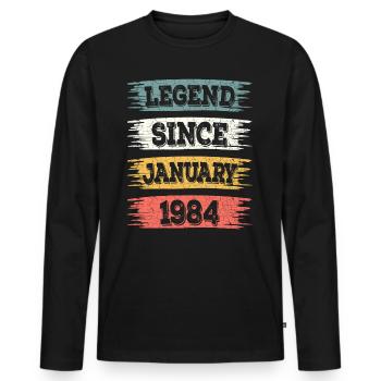 Legend 40 Years 1984 January 40 Years Anniversary - Men's Premium Organic Long Sleeve Shirt - black - Front - Nico (187cm)
