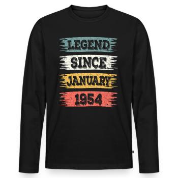 Legend 70 Years 1954 January 70 Years Anniversary - Men's Premium Organic Long Sleeve Shirt - black - Front - Nico (187cm)