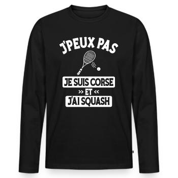 Je Peux Pas J'Ai Squash Homme Corse - T-shirt manches longues Premium bio Homme - noir - Devant - Nico (187cm)