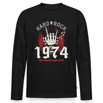 Rockjahr 1974 Partymusiker 50 Jahre Jubiläum - Männer Premium Bio Langarmshirt - Schwarz - Vorne - Nico (187cm)