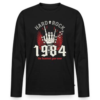 Rock Jahr 1984 Partymusiker 40 Jahre Geburtstag - Männer Premium Bio Langarmshirt - Schwarz - Vorne - Nico (187cm)