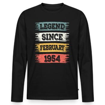 Legend 70 Years 1954 February 70 Years Anniversary - Men's Premium Organic Long Sleeve Shirt - black - Front - Nico (187cm)