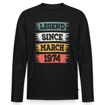 Légende 50 Ans 1974 Mars 50 Ans Anniversaire - T-shirt manches longues Premium bio Homme - noir - Devant - Nico (187cm)