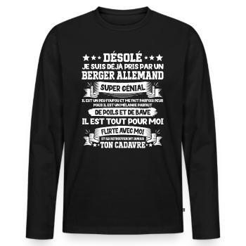 Pris Par Un Berger Allemand Super Génial Chien - T-shirt manches longues Premium bio Homme - noir - Devant - Nico (187cm)