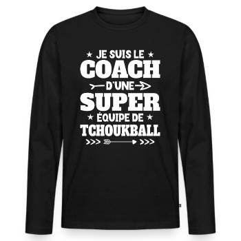 Super Coach Cadeau Pour Coach De Tchoukball - T-shirt manches longues Premium bio Homme - noir - Devant - Nico (187cm)