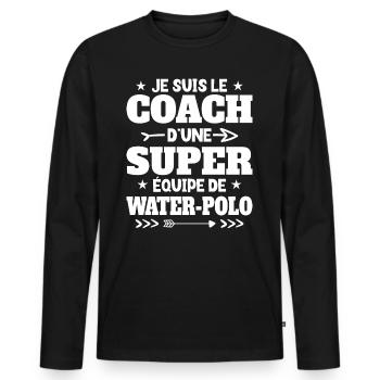 Super Coach Cadeau Pour Coach De Water-Polo - T-shirt manches longues Premium bio Homme - noir - Devant - Nico (187cm)