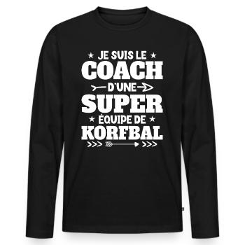Super Coach Cadeau Pour Coach De Korfbal - T-shirt manches longues Premium bio Homme - noir - Devant - Nico (187cm)