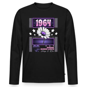 Retro Y2K Year 1964 Birthday Woman 60 Years - Men's Premium Organic Long Sleeve Shirt - black - Front - Nico (187cm)