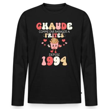 Baraque À Frites 1994 Femme Anniversaire 30 Ans - T-shirt manches longues Premium bio Homme - noir - Devant - Nico (187cm)