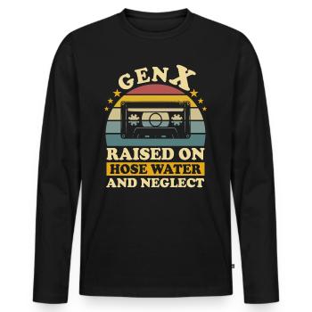 Humour Génération X - T-shirt manches longues Premium bio Homme - noir - Devant - Nico (187cm)