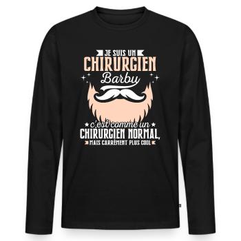 Barbe Humour Chirurgien Barbu - T-shirt manches longues Premium bio Homme - noir - Devant - Nico (187cm)